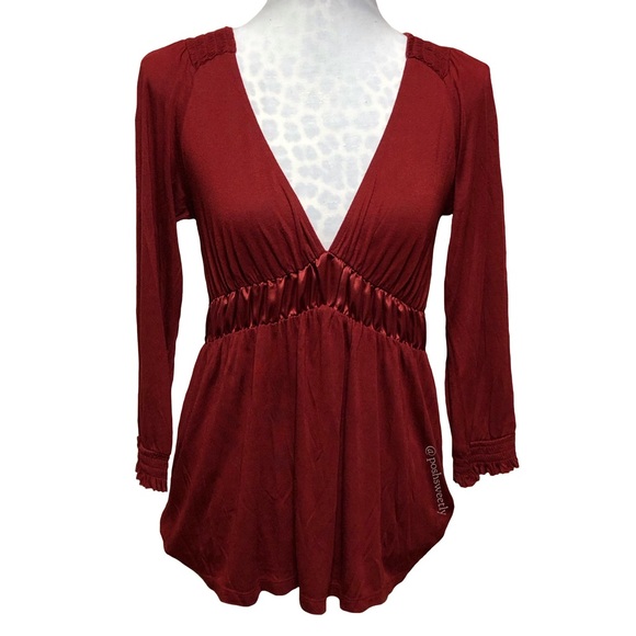 Not Available Tops - Deep V-Neck Blouse